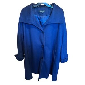 Ellen Tracy Womens Coat Size‎ 22W Blue Wool Blend Angora Rabbit Hair